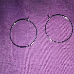 Silver thin hoop earrings